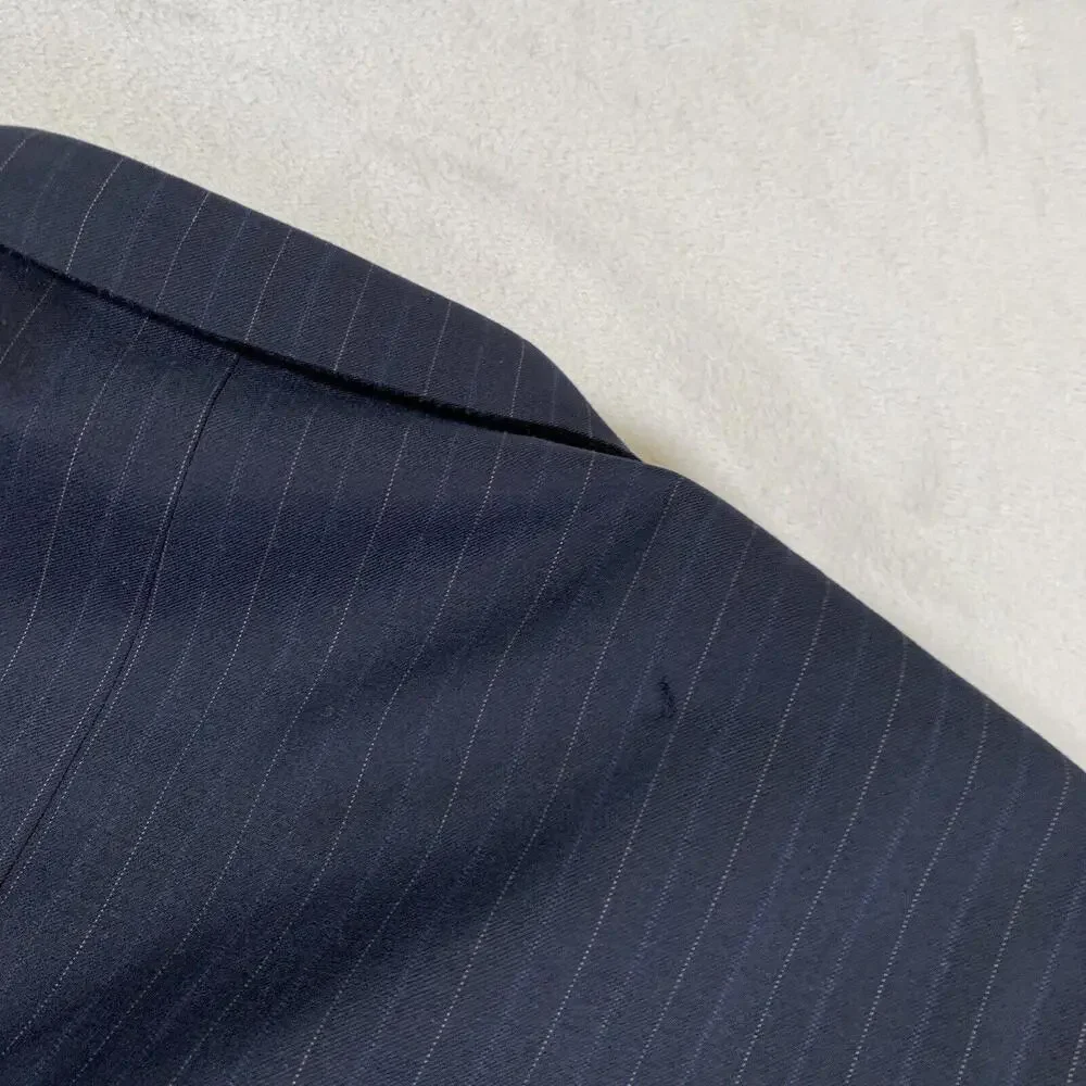 Burberry London Blazer Men's Sport Coat Size 44L Blue 100% Wool Formal Business‎